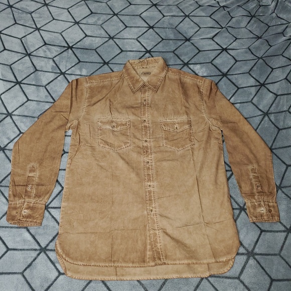 FWRD Denim Acid Wash Button Down Shirt - Picture 1 of 6